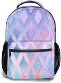 Girls Backpack Cute Pastel Geometric Backpacks for School Lightweight Large Capacity Student Bookbag for Elementary Middle Teen Girls Back to Schools Travel Daypack 17.32 x 12.59 x5.9