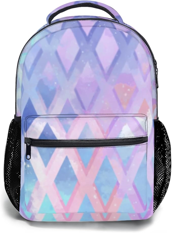 Girls Backpack Cute Pastel Geometric Backpacks for School Lightweight Large Capacity Student Bookbag for Elementary Middle Teen Girls Back to Schools Travel Daypack 17.32 x 12.59 x5.9
