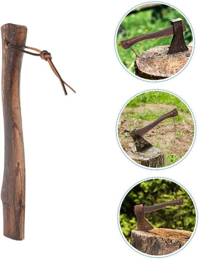 Mini Axe Handle 2Pcs Set Short Wooden Hatchet Grip Replacement for Wood Splitting Practical Sturdy Real Wood Construction Suitable for Camping and Outdoor Use