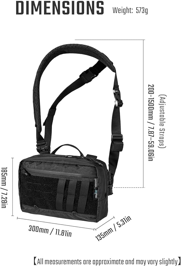 TACTICAL_GEEK L3 Pro EDC Crossbody Bag Chest Bag with Adjustable StrapDaily Carry Sling Pack Large Capacity Daypack Organizer for Camera Drones（X-PAC Black）