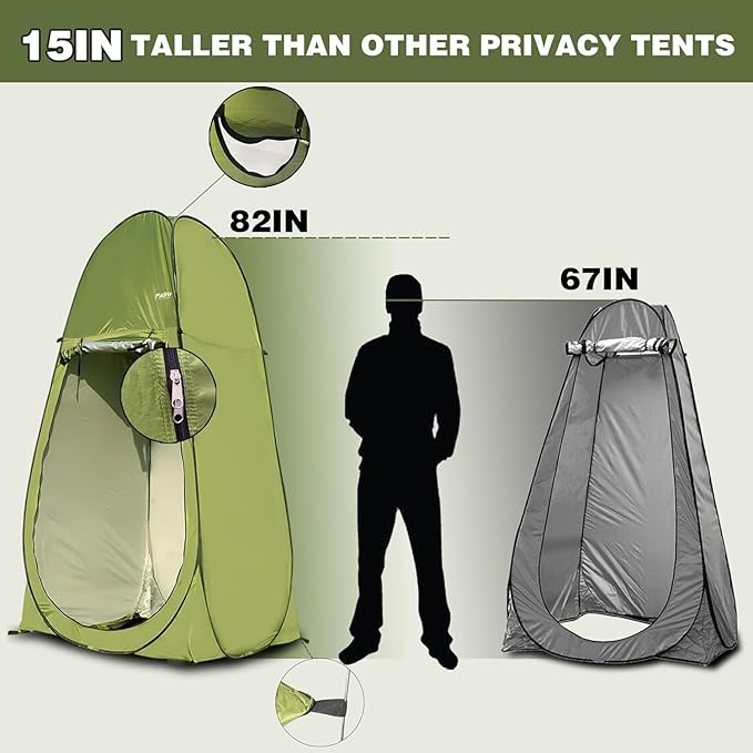 Pop Up Pod - Privacy Shower Tent with Carry Bag Dressing Room Instant Portable Toilet Stall for Camping Beach or Tailgate (Green)