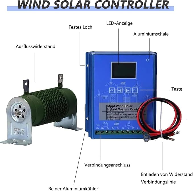 20000W Wind Solar Hybrid MPPT Charge Controller with Dump Load 10000w Wind Turbine Generator 10000W Solar Panel 12V 24V 48V Auto Regulator12V