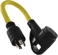Conntek 15828 1.5-Feet 20-Amp RV Generator Adapter for Model 4-Prong Locking Plug to RV 30-Amp Ergo Grip Connector with Power Indicator  Yellow