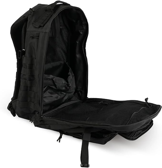 Yukon Outfitters Alpha Backpack - EDC Hiking Outdoor Ergonomic Durable 600D Polyester Pack with Multiple Storage Options - Black