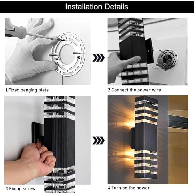 18.3inch 10 Pack LED Square Up&ampDown Wall Lights 24W 4000K Day White Outdoor Wall Light Aluminum Body Waterproof IP65 led Porch Light for House Patio Garage Garden No Sensor