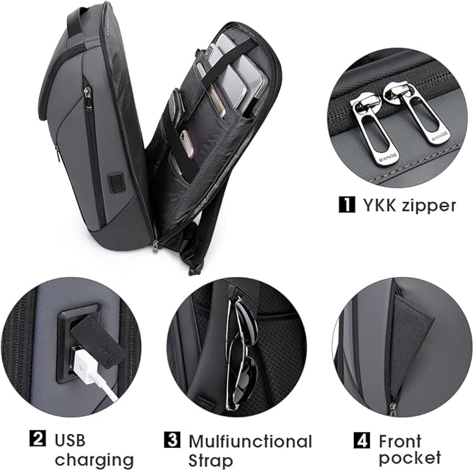 BANGE Business Smart Backpack Waterproof fit 15.6 Inch Laptop Backpack with USB Charging PortTravel Durable Backpack