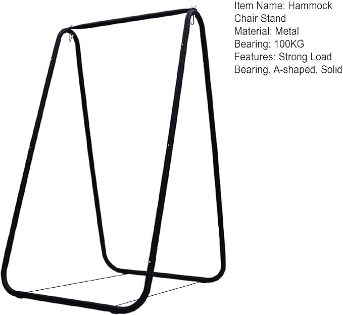Hammock Chair Stand (Hammock Chair not Include) 220Lbs Swing Stand Heavy Duty Hanging Chair Stand for Outdoor Indoor (A-Shaped Construction) Black