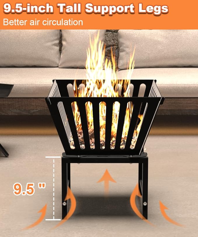Mondazie Outdoor Fire Pit — 17 Inch Portable with Storage Bag for Camping Patio Heating Picnic and BBQ Trapezoid Vertical Hollow Black