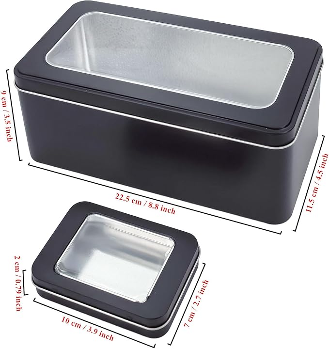 22 Pieces Mixed Sizes Rectangular Metal Empty Tins Containers Basic Necessities Home Storage Organizer Mini Box Set (Black)