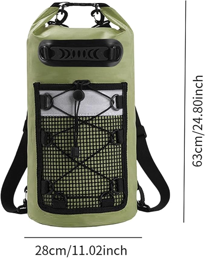 pistro Waterproof Dry Bag 20L with Handle Large Capacity Backpack for Camping Travel Kayaking Fishing Beach Rafting- Green