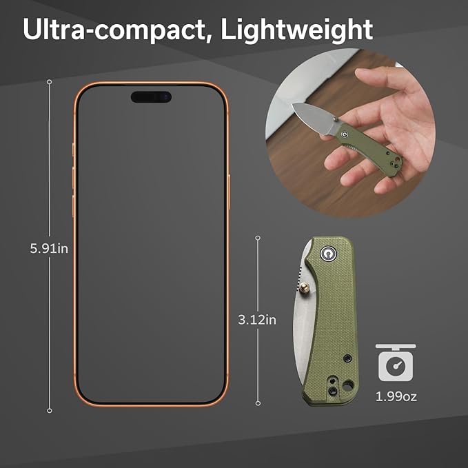 CIVIVI Baby Banter Small Pocket Folding Knife for EDC 2.34 Blade Ultra-compact Knife with Titanium Thumb Stud Opener C19068S-5 (Green)