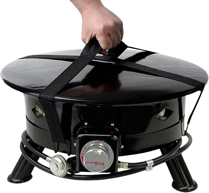 Flame King Smokeless Propane Fire Pit 24-inch Portable Firebowl 58K BTU with Self Igniter Cover &amp Carry Straps for RV Camping &amp Outdoor Living