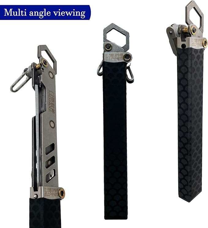 MDJXE Morphing Tactical Axe - 1S Quick Deployment Folding Survival Hatchet with 1065 High Manganese Steel Mechanical Gear Structure Extendable Handle Heavy Duty Camping &amp Emergency Tool (B)