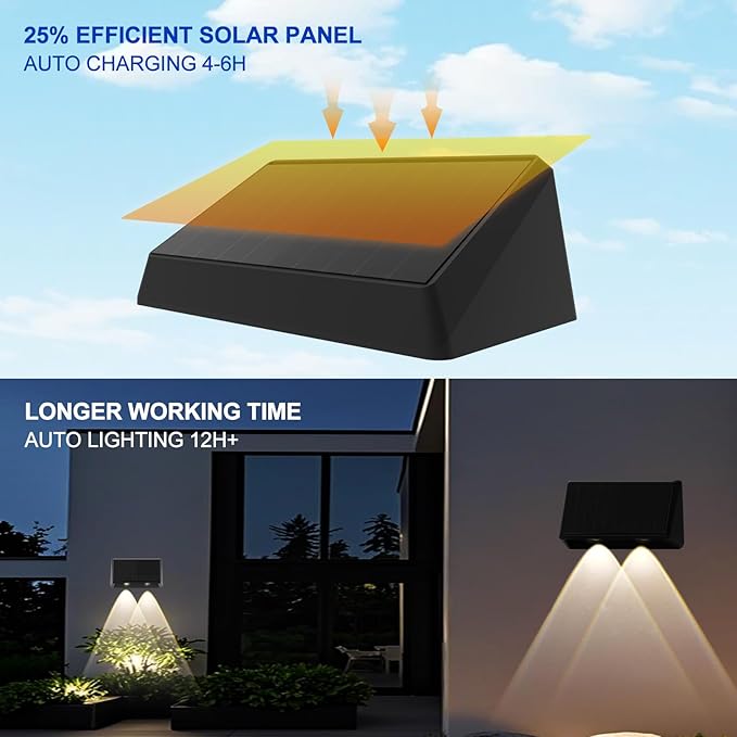 Solar Fence Lights Outdoor 8-Pack 3000/4000/6000K &amp 8 RGB Colors IP65 Waterproof LED Fence Lights Solar Powered 100 Lumens Outdoor Light for Yard Patio Deck Wall Stair Step Railing (4PK)