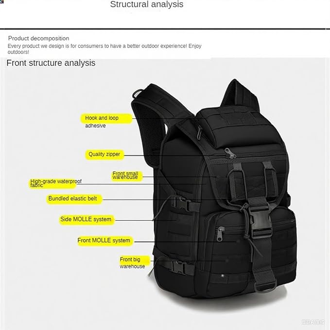 36L Outdoor Tactical Backpack Military Waterproof Molle Bag Hiking Daypacks for Camping Trekking Hunting Traveling(Khaki)