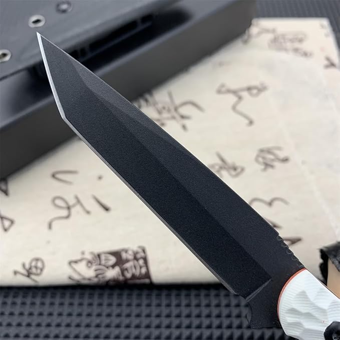 8.1'' Fixed Blade Knife Tanto Blade 8Cr13MoV Steel Non-Slip G10 Handle with Kydex Sheath for Camping Hiking Outdoor tool Gift for Men
