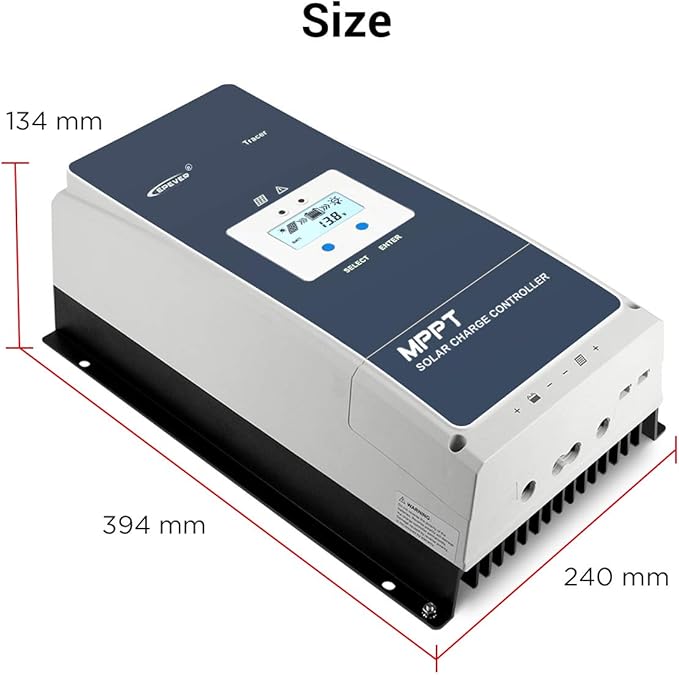 EPEVER 50A MPPT Solar Charge Controller 12V/24V/36V/48V DC Automatically Identifying System Voltage Max.PV 150V Solar Panel Regulator (Tracer 5415 an)