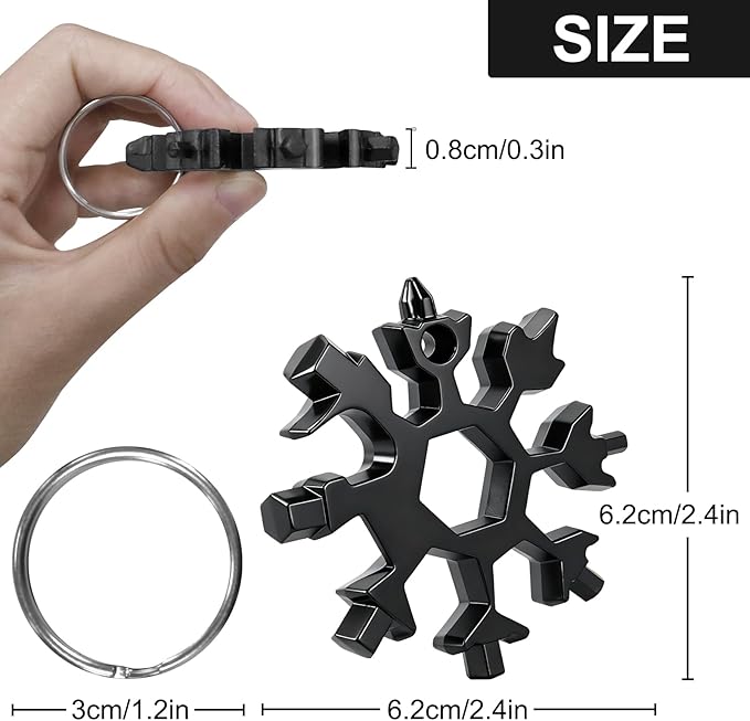 18-in-1 Snowflake Multitool 9 Packs Stainless Steel Snowflake Wrench/Bottle Opener/Screwdriver Kit Stainless Steel Portable Star Tool for Christmas Great Gifts