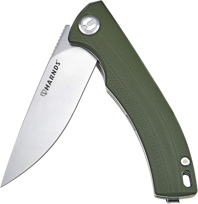 Harnds Talisman CK9168 Pocket Knife with Ball Bearing Pivot System Folding Knife with G10 Handle Pocketclip (armygreen handle)