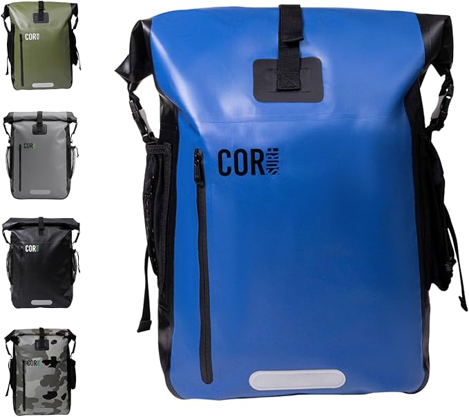 COR Surf Waterproof Dry Bag Backpack with Padded Laptop Sleeve Heavy Duty Roll-Top Pack (Dark Blue 40L)