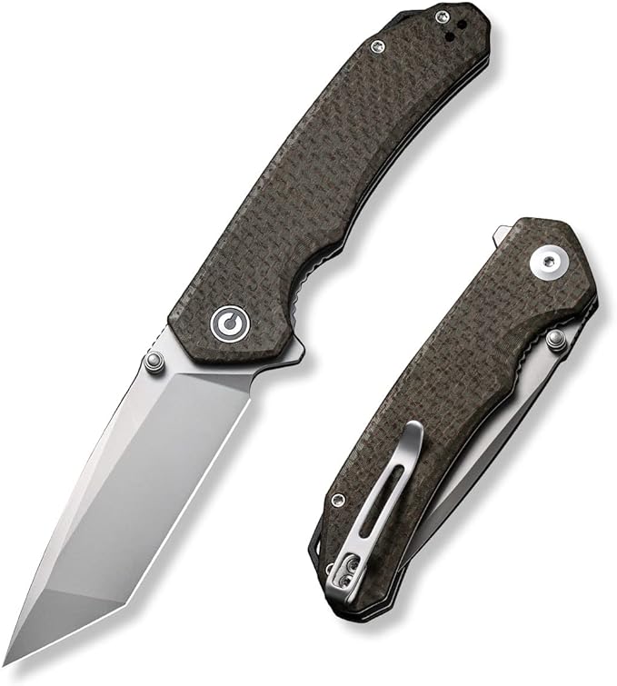 CIVIVI Brazen Pocket Knife3.5-Inch Folding Knife Tanto D2 BladeMicarta Outdoor Camping Hiking Knife with Thumb Studs and Flipper OpenerUnique Tool Gift for EDC Men Women C2023F