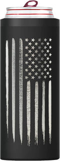 American Flag Skinny Can Cooler for Slim Beer &amp Hard Seltzer Cans | 12oz Stainless Steel Insulated Tall Can Cooler – Gifts for Veterans
