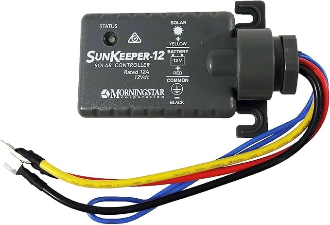 Morningstar SunKeeper 12A PWM Solar Charge Controller (SK-12) - Intelligent Solar Panel Regulator Supports 12V Batteries IP65 Outdoor Panel Control HAZLOC Rated 5 Year Warranty - Designed in USA