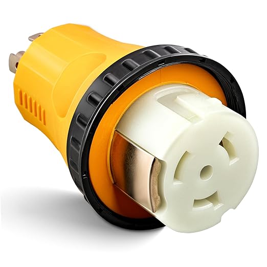 MECMO NEMA L14-30P to SS2-50R RV Marine Power Generator Adapter 30A 4 Prong Twist Lock Generator L14-30P Male to 50A Marine Shore Power SS2-50R Female with Locking Ring 125V/250V