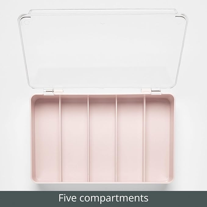 mDesign Plastic Stackable Eyeglass Case Storage Organizer with Hinged Lid for Unisex Sunglasses Reading Glasses Fashion Eye Wear Protective Glasses 5 Sections Ligne Collection 2 Pack Light Pink