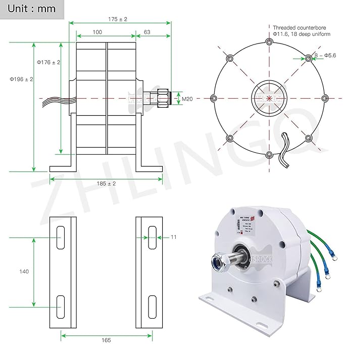 3000W 5000W 6000W 8000W 9000W 10000W Permanent Magnet Generator 12V 24V 48V Wind Turbine Generator Windmill Exercise Bike Hydro Turbine Electric Motor DIY Your Own Horizontal Wind Turbine24V-6000W