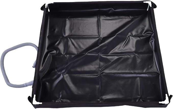 JTLB Portable Shower Tray 31.5x31.5x3.9 Inch Foldable Shower Base with Bottom Drain Detachable Drain Pipe for Tent Camping RV Beach (Black)