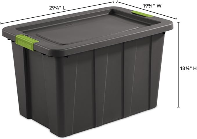 Sterilite 4-Pack Storage Bins with Lids Heavy Duty Totes Tuff1 30 Gallon Flat Gray