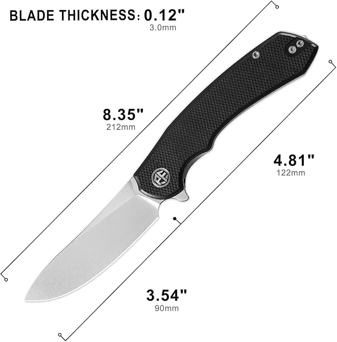 Petrified fish PFP12 WaterSpout Folding Knife3.54 14C28N Steel Blade G10 Handle Folding Pocket Knife for Camping EDC Outdoor (Black Satin)