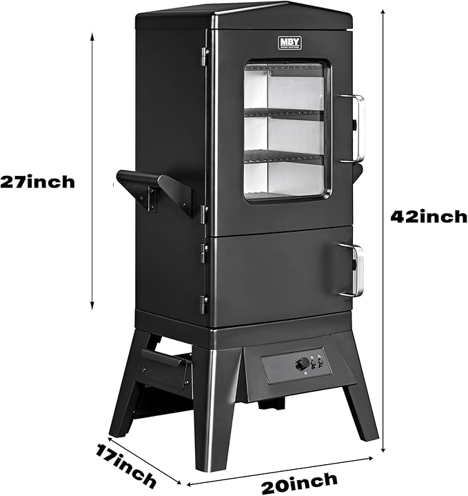 Digital Electric Smoker with Cover LED Display Build in Meat Probe Large Capacity BBQ Smokers 4 Racks Smoke More with 633 sq in Cooking Area