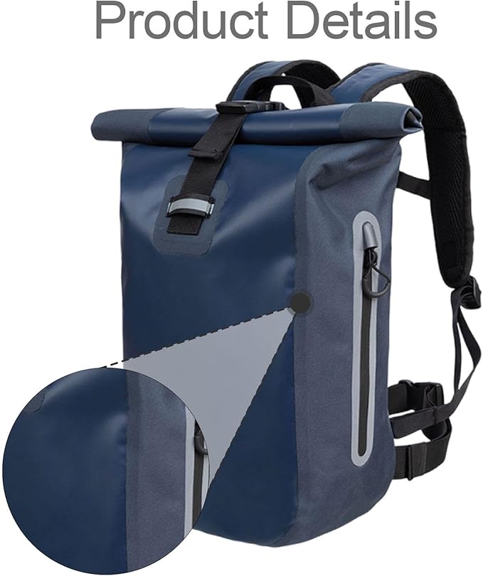 Rolltop Backpack Waterproof Dry Bag 20 L Portable Waterproof Storage Bag for Surfing Kayaking Beach Sailing Ski Dark Blue