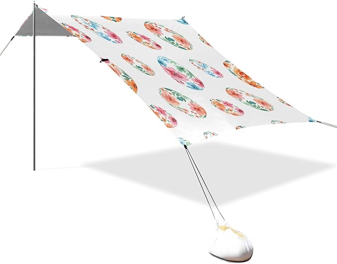 Easter Egg Beach Canopy Sun Shelter with Sandbags &amp Sand Shovel &amp Windproof Ropes - Portable 110x126 Beach Shade Beach Tent for Camping Picnics