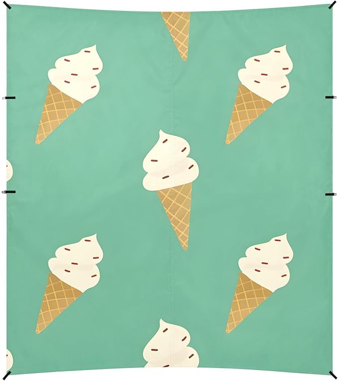ALAZA Turquoise Ice Cream Cones Pattern Beach Tent Sun Shelter Portable Canopy Sunshade for Outdoor Camping Picnics Backyard Fun 10x9 ft
