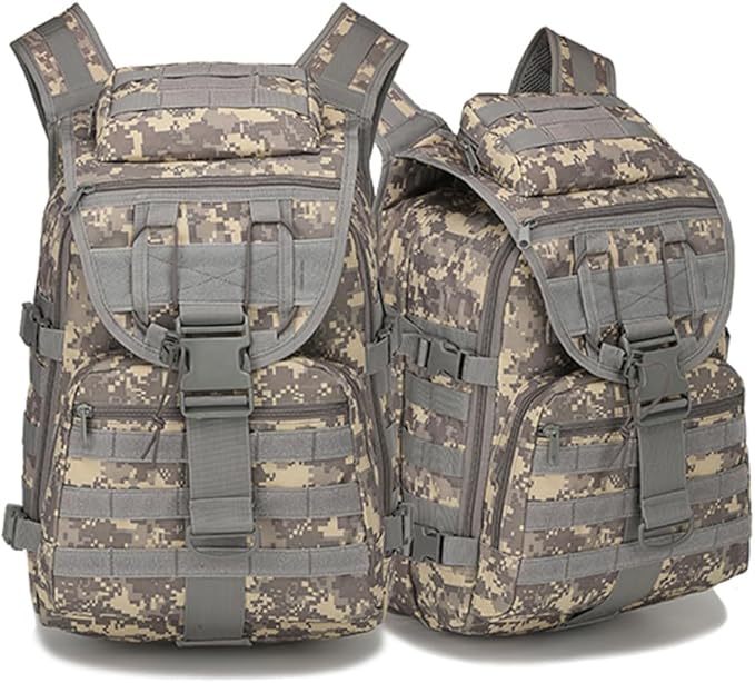 Outdoor Tactical Backpack Military Molle Bag Hiking Daypacks for Camping Trekking Hunting Traveling Motorcycle (ACU Color)