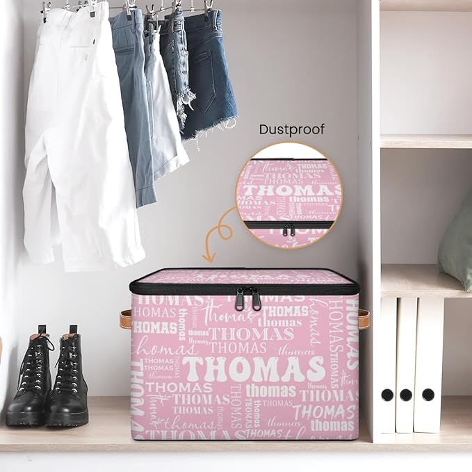 Storage-Bins with LidsPersonalized Baby-Keepsake-BoxCloset-Storage-Bins with Name Pink Cubes-Box for Bedroom Under Bed
