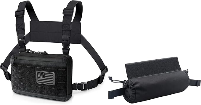 WYNEX Tactical Chest Rig Bag of Laser Cut Design Tactical First Aid Drop Dump Pouch MOLLE Chest Pouch Utility Recon Kit Bag Medical Trauma Roll Up Drop Pouch