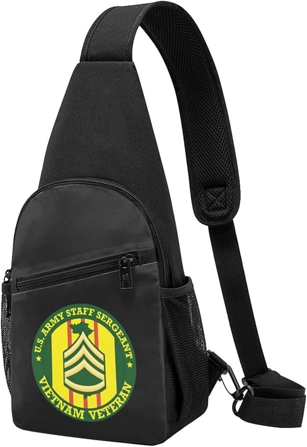 US Army Staff Sergeant Vietnam Veteran Chest Pack Leisure Shoulder Crossbody Chest Bag