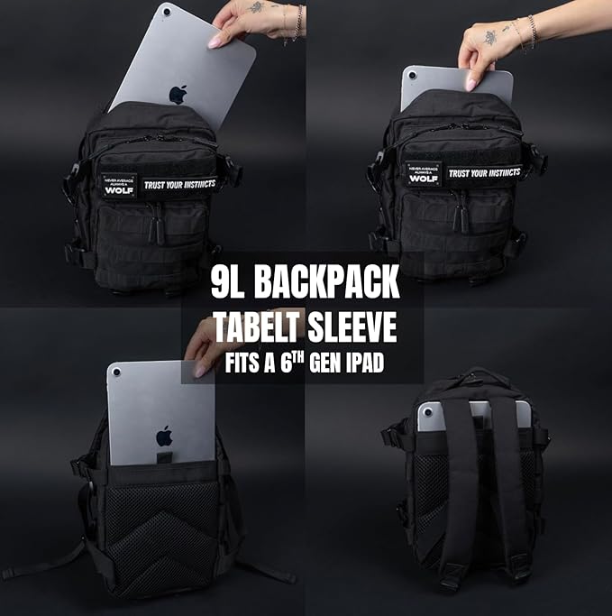 WOLFpak 9L Mini Meal Prep Management Backpack (Black Neon Pink) Lunch Box Cooler Travel Insulated Bag Daypack