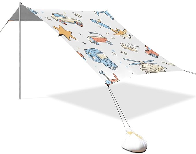 ALAZA Ca Truck Helicopter Star Beach Tent Sun Shelter Portable Canopy Sunshade for Outdoor Camping Picnics Backyard Fun 10x9 ft