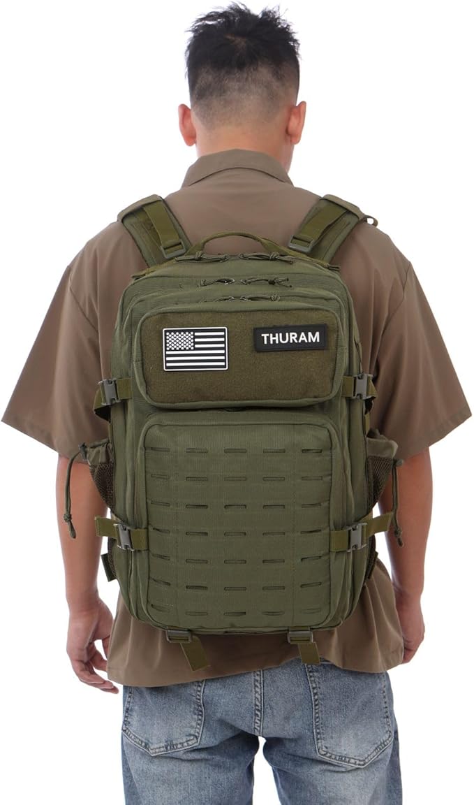 50L Tactical Military Backpack Waterproof Sturdy Bag for Hiking Camping Fishing Gym Backpack with Bottle Holder (Green)