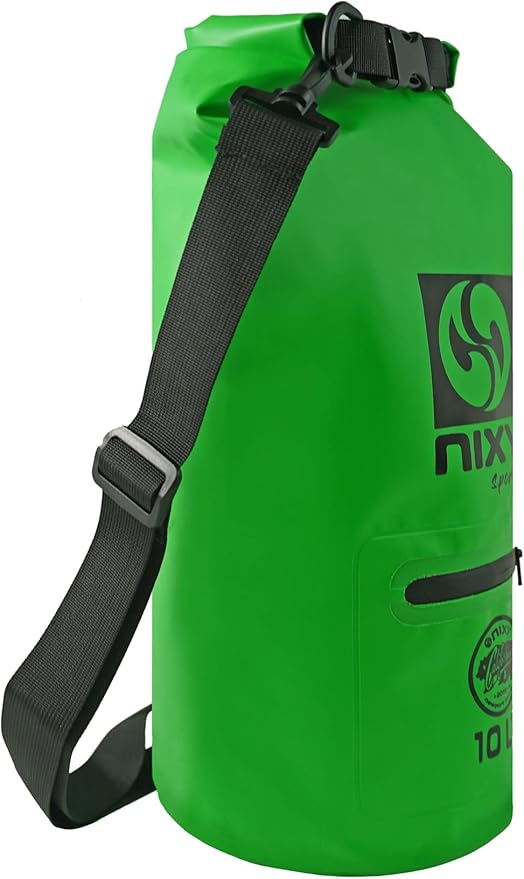NIXY Waterproof Dry Bag 10L Roll Top - Lightweight and Durable for Paddleboarding Kayaking Hiking Camping Boating Beach Swimming Sailing and More - Green 10L