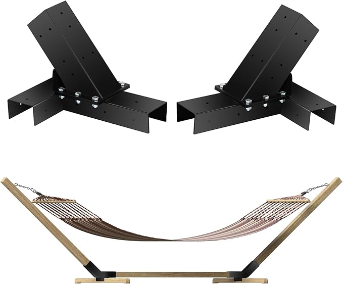 Hammock Stand Bracket Heavy Duty DIY Hammock Bracket Kits Fit for 4 x 4 (Actual 3.5 x 3.5) Lumber /Wood Posts 500 LBS Capacity Black Powder Coated-2PACK