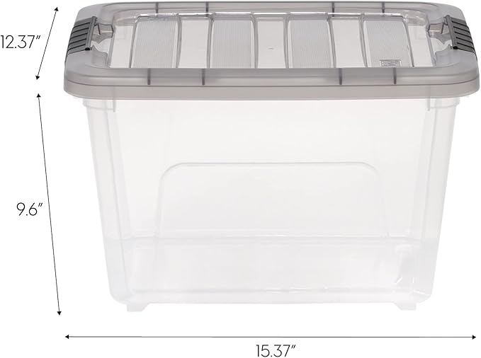 Clear Plastic Storage Bins with Lids Stackable Organizer Boxes for Closet Bedroom and Office (17.2 qt)