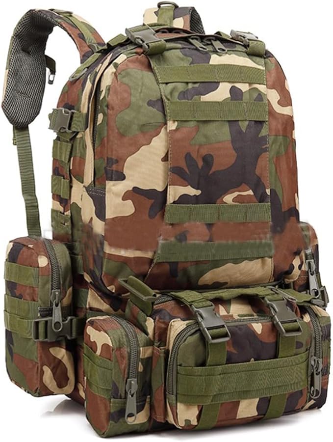 55L Military Tactical Backpack for Men Army 3 Day Assault Pack Large Camping Detachable Rucksack Molle Bag (Jungle Camouflage)