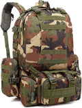 55L Military Tactical Backpack for Men Army 3 Day Assault Pack Large Camping Detachable Rucksack Molle Bag (Jungle Camouflage)