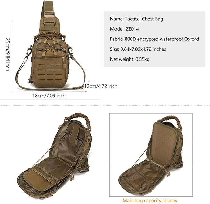 Tactical Sling Bag Pack Military Shoulder Bag Chest Pack Messenger Molle Sport Backpack Hiking Daypack Men Women (Jungle Digital)